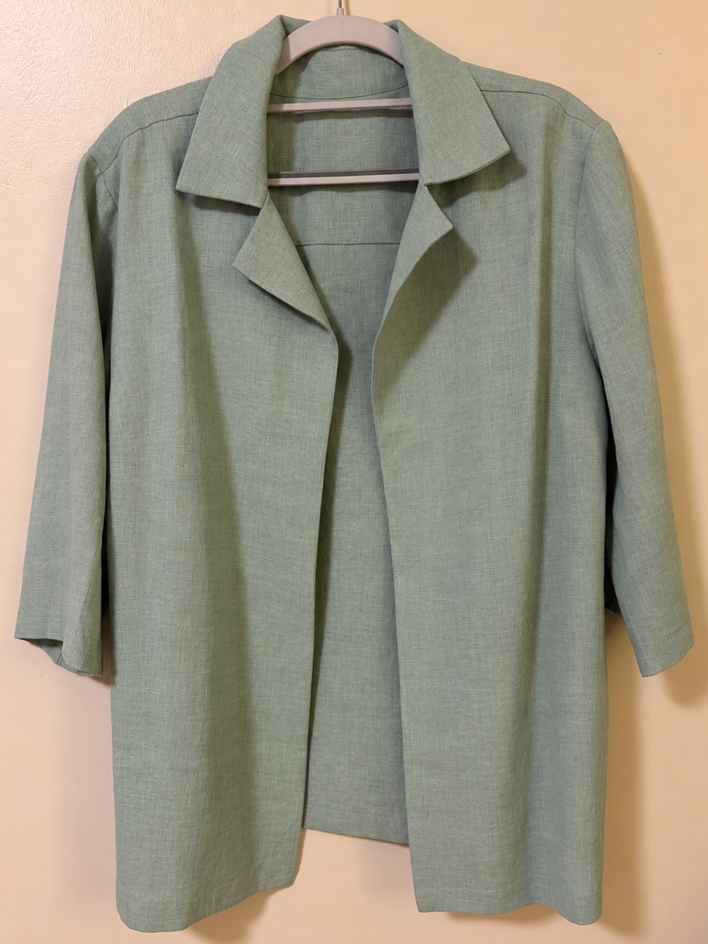 Light Green Women's Open-Front Linen Jacket size M